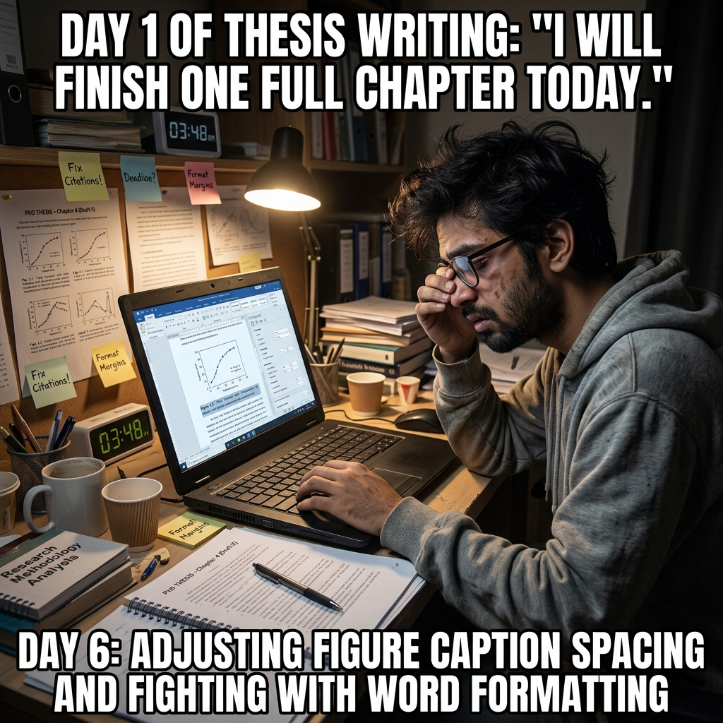 Thesis Writing vs Word Formatting: The science is done; the margins are not.